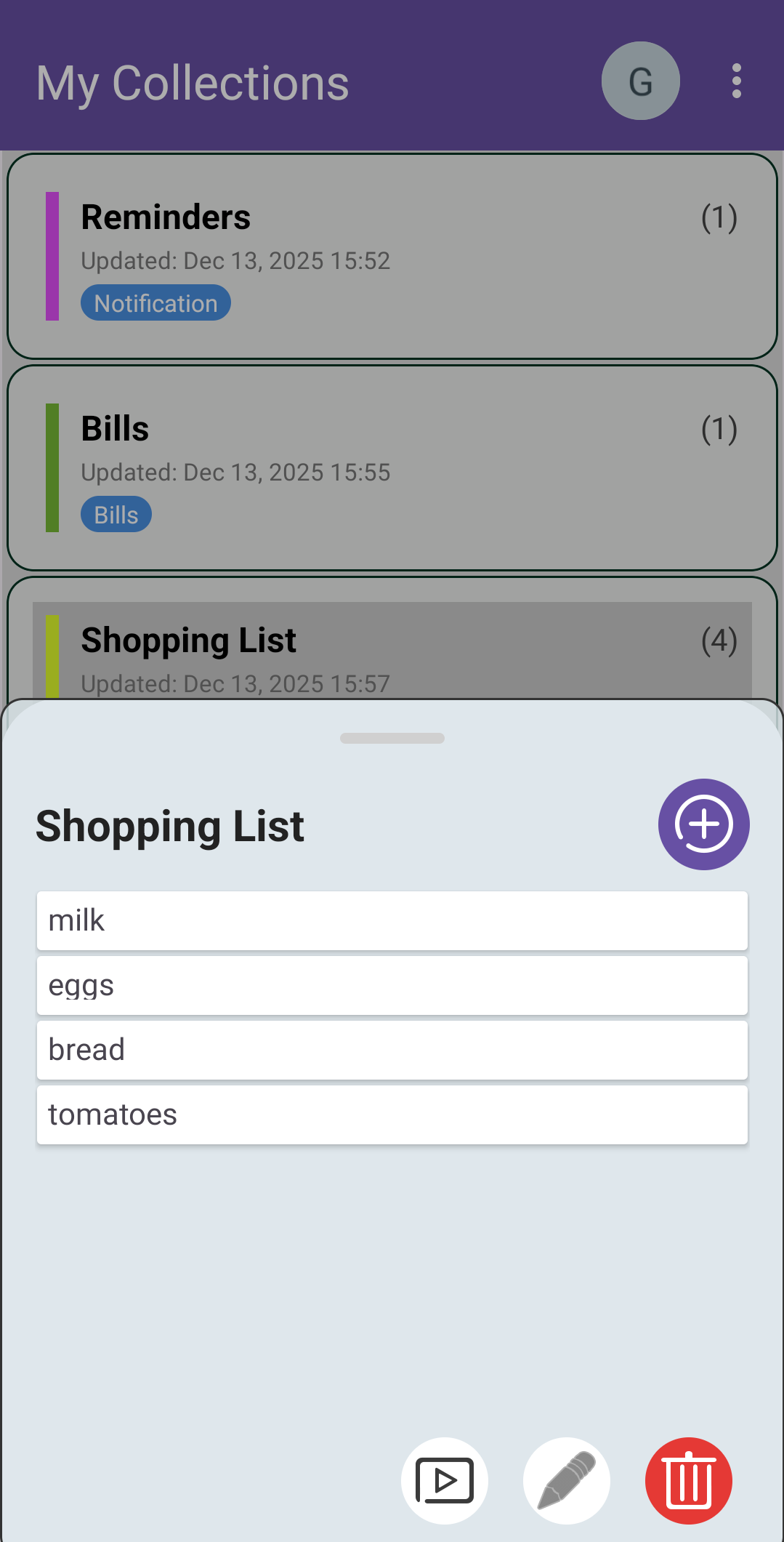 Color-coded list types