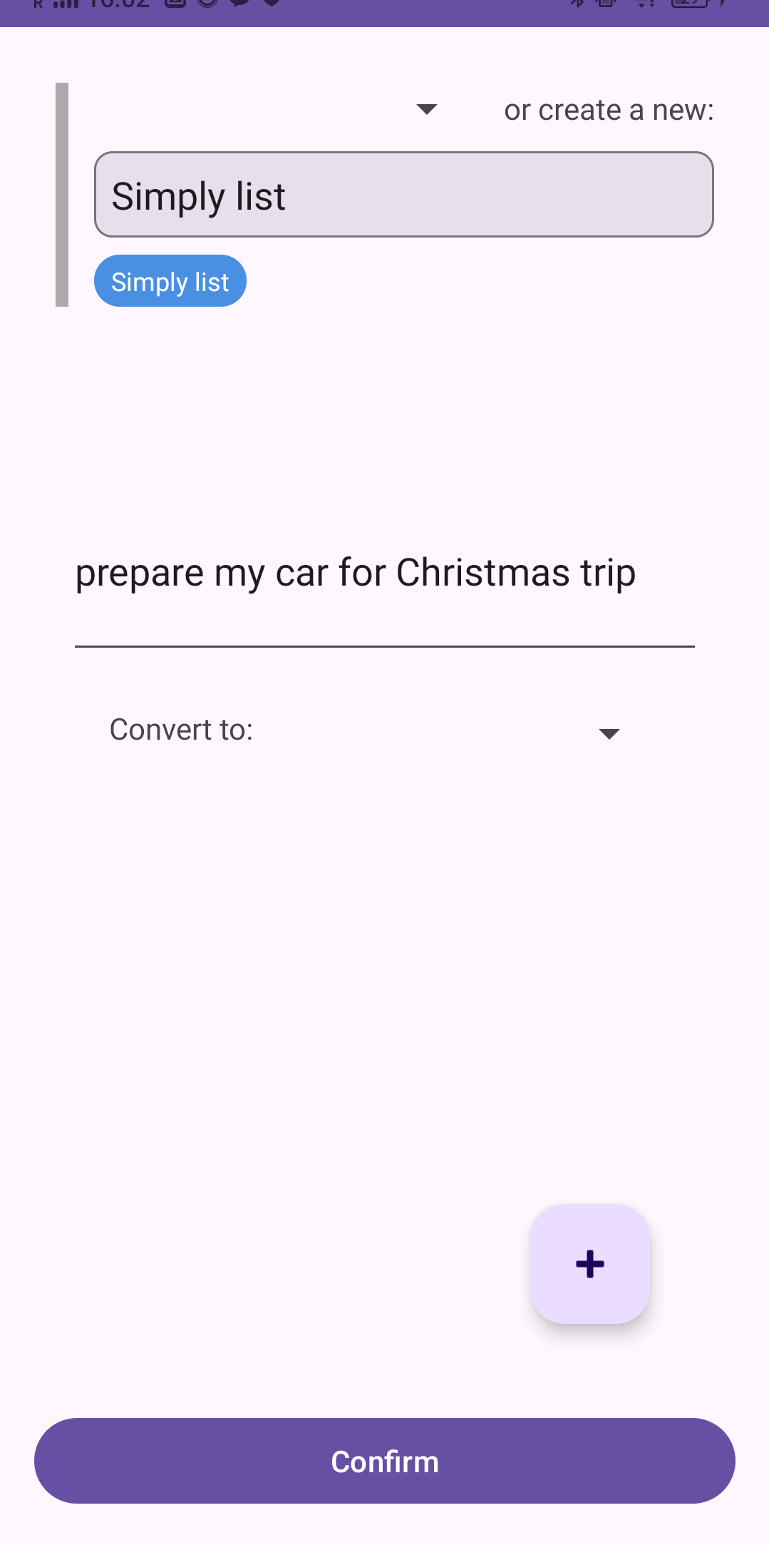 Fallback list type selection